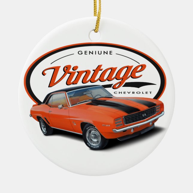 Ornement En Céramique Camaro orange vintage (Devant)
