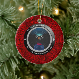 Ornement En Céramique Caméra d'espionnage du Père Noël