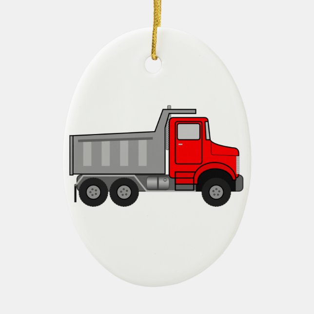 Ornement En Céramique Camion à benne basculante rouge et gris/gris de (Devant)