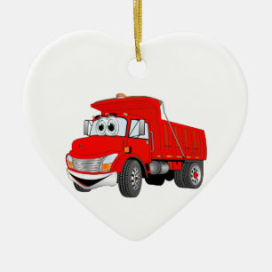 Ornement En Céramique Camion de vidange 2 essieux Carton rouge