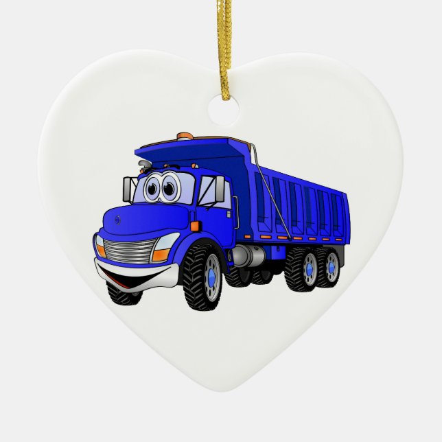Ornement En Céramique Camion de vidange 3 essieux Carton bleu (Devant)