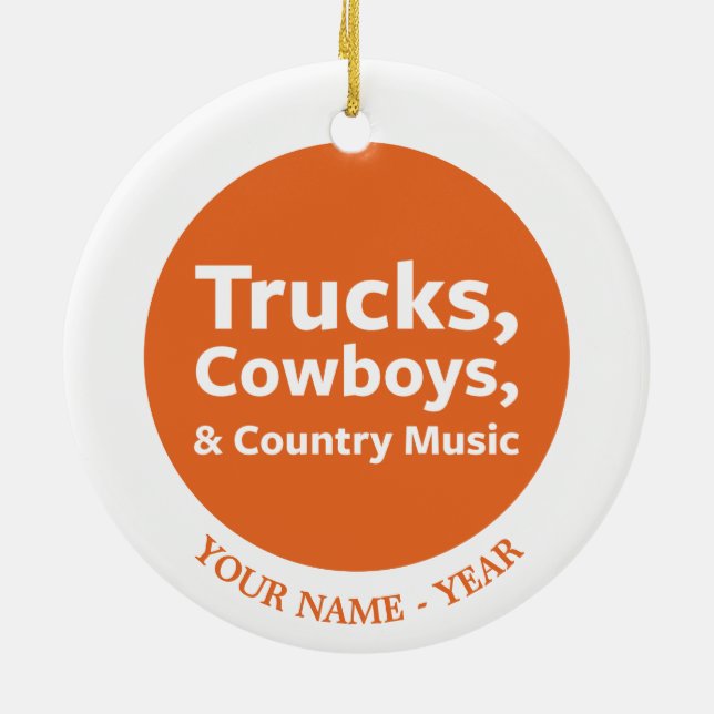 Ornement En Céramique Camions, cowboys et musique country (Dos)