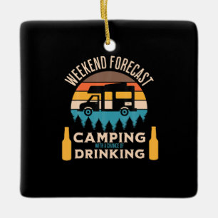 Ornement En Céramique Camping Bière Avec Bière Anniversaire