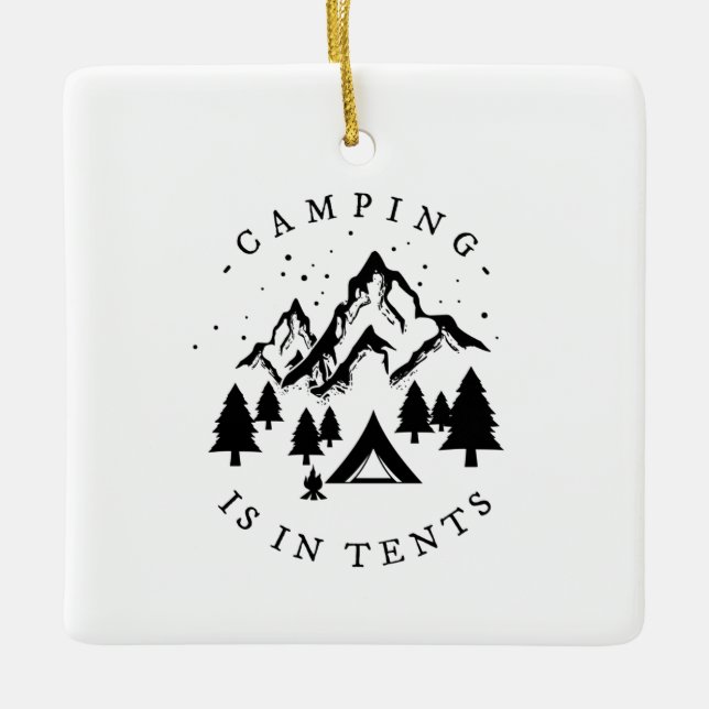 Ornement En Céramique Camping - Camping Dans Les Tentes (Devant)