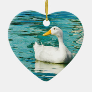 Ornement En Céramique Canard blanc de Pekin - photo de nature dans les