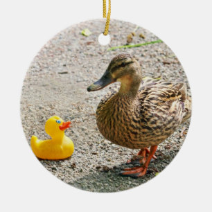 Ornement En Céramique Canard en caoutchouc et canard de mère