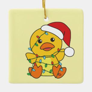 Ornement En Céramique Canard Noël Animaux d'hiver Canard de vacances