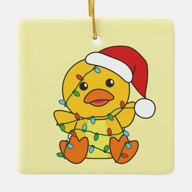 Ornement En Céramique Canard Noël Animaux d'hiver Canard de vacances (Devant)