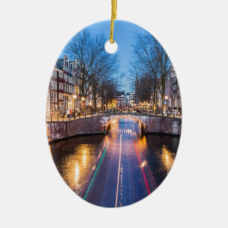 Ornement En Céramique Canaux d'Amsterdam la nuit