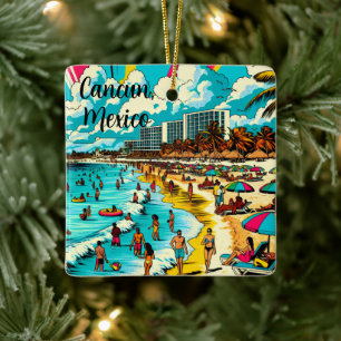 Ornement En Céramique Cancun, Mexique avec une Vibe pop art