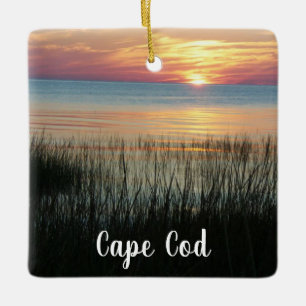 Ornement En Céramique Cape Cod, Ma, Beach Ocean Sunset Noël