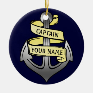 Ornement En Céramique Capitaine de bateau personnalisable votre Ancre