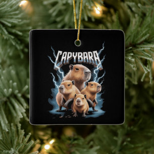 Ornement En Céramique Capybara Gros Métal Noël Drôle Cadeaux De Vacances
