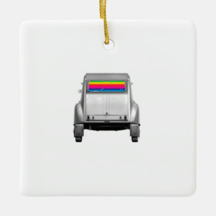 Ornement En Céramique Car + rainbow