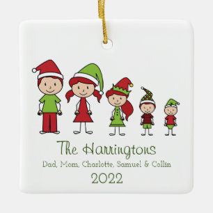 Ornement En Céramique Caractère de Noël Famille mignonne Personnalisée