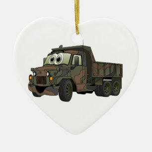 Ornement En Céramique Caricature de camion de vidange militaire