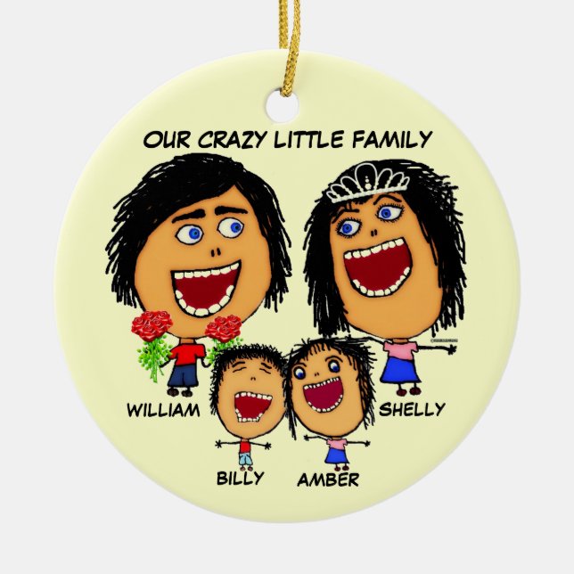 Ornement En Céramique Caricature de la famille de Noël (Devant)