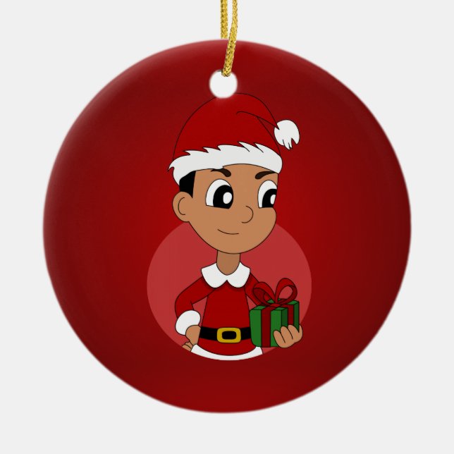 Ornement En Céramique Caricature de Noël (Devant)