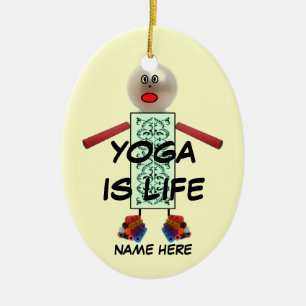 Ornement En Céramique Caricature de Noël Yoga