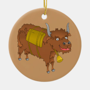 Ornement En Céramique Caricature joyeuse yak