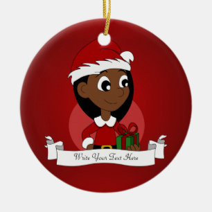 Ornement En Céramique Caricature pour fille de Noël