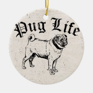Ornement En Céramique Carlin Life Funny Chien Gangster