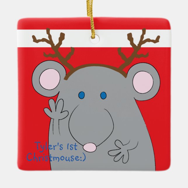 Ornement En Céramique Carré de Noël "Joyeux Noël" (Devant)