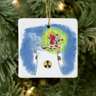 Ornement en céramique carré de Père Noël irradié