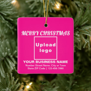 Ornement en céramique Carré rose de Noël