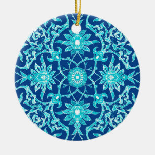 Ornement En Céramique Carrelage chinois Art Nouveau - Turquoise et Bleu