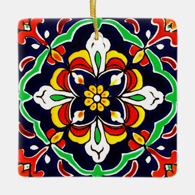 Ornement En Céramique Carrelage Talavera mexicain en terre cuite Design  (Devant)