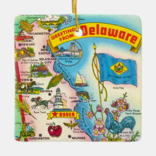 Ornement En Céramique Carte ancienne du Delaware