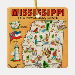 Ornement En Céramique Carte ancienne du Mississippi 