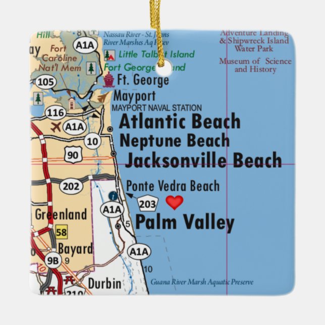 Ornement En Céramique Carte Atlantic Beach Florida (Devant)