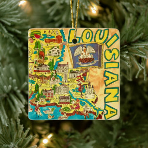 Ornement En Céramique Carte colorée de Louisiane