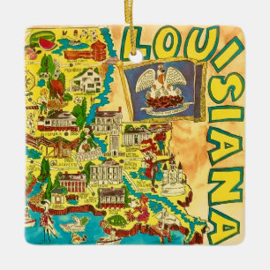 Ornement En Céramique Carte couleur Louisiane