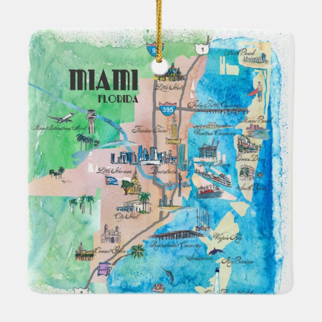 Ornement En Céramique Carte d'affiche de voyage des Etats-Unis la (Dos)
