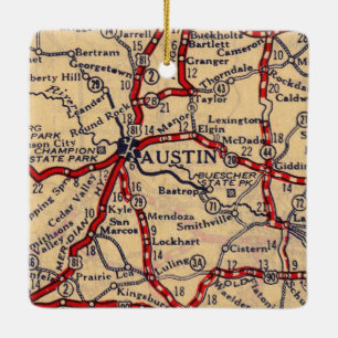 Ornement En Céramique Carte d'Austin Texas 1926