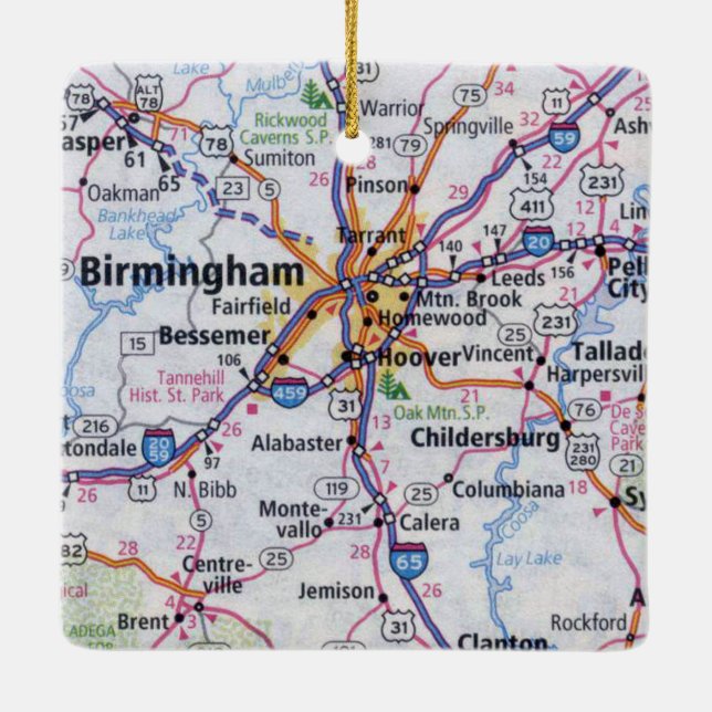 Ornement En Céramique Carte de Birmingham AL (Dos)