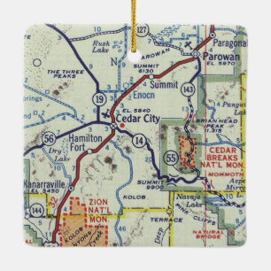 Ornement En Céramique Carte de Cedar City Utah