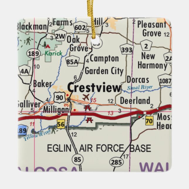 Ornement En Céramique Carte de Crestview Floride (Devant)
