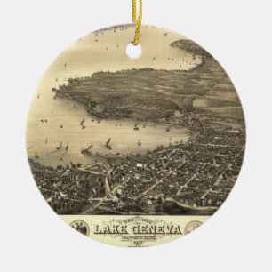 Ornement En Céramique Carte de cru du Lac Léman