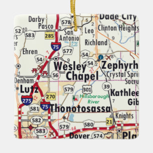 Ornement En Céramique Carte de la chapelle Wesley Florida