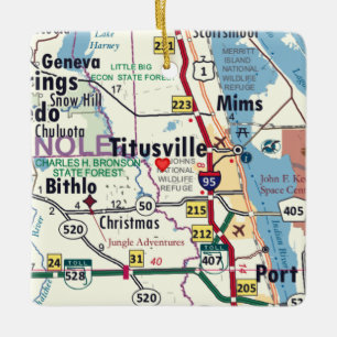 Ornement En Céramique Carte de la Floride de Titusville