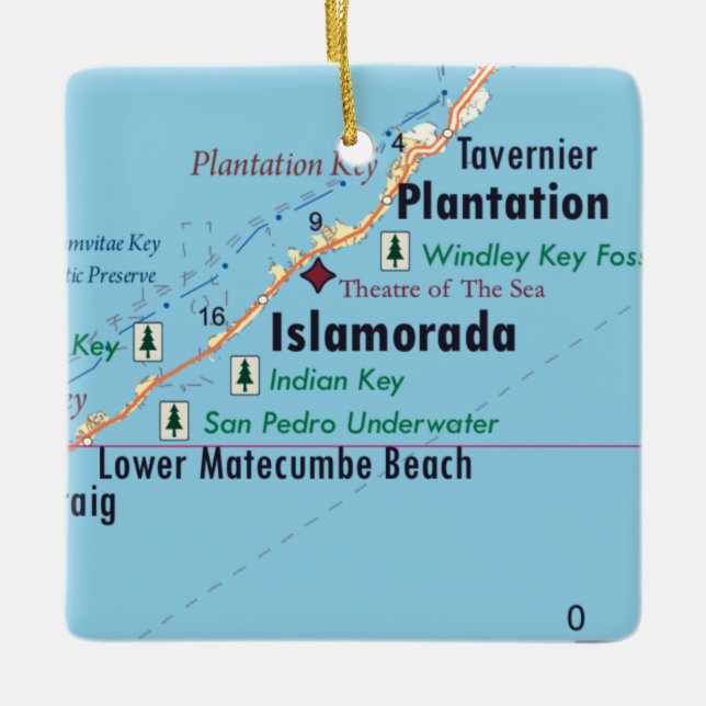 Ornement En Céramique Carte de la Floride d'Islamorada (Devant)