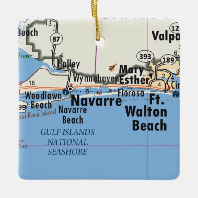 Ornement En Céramique Carte de la Floride Navarre (Devant)