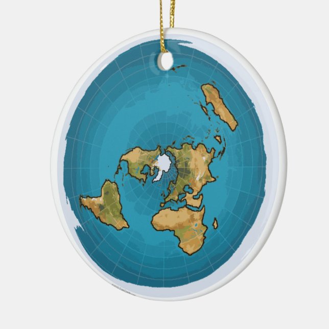 Ornement En Céramique Carte de la Terre plate (Gauche)