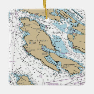 Ornement En Céramique Carte de l'île de Pender Nord