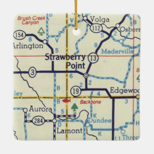 Ornement En Céramique Carte de l'Iowa Point des fraises
