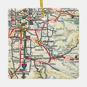 Ornement En Céramique Carte de l'Oregon Liban